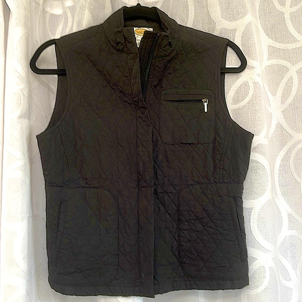 Talbots Vintage Black Diamond Quilted Vest Small Petite.